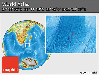 Physical Location Map of the Area around 36° 56' 32" S, 39° 10' 29" E