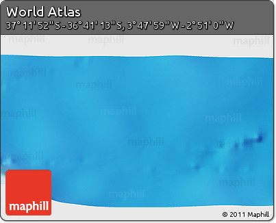 Physical 3D Map of the Area around 36° 56' 32" S, 3° 19' 30" W