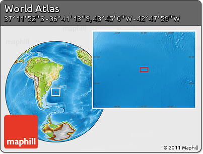 Physical Location Map of the Area around 36° 56' 32" S, 43° 16' 29" W