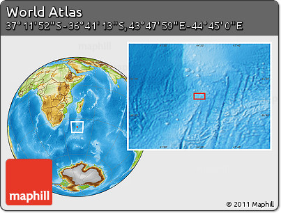 Physical Location Map of the Area around 36° 56' 32" S, 44° 16' 29" E