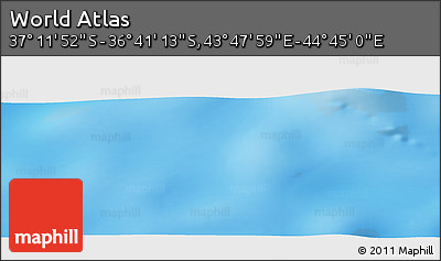 Physical Panoramic Map of the Area around 36° 56' 32" S, 44° 16' 29" E