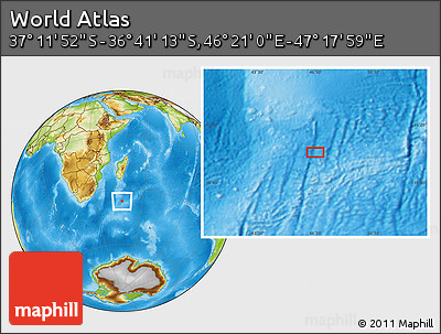 Physical Location Map of the Area around 36° 56' 32" S, 46° 49' 30" E