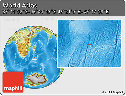 Physical Location Map of the Area around 36° 56' 32" S, 46° 49' 30" E