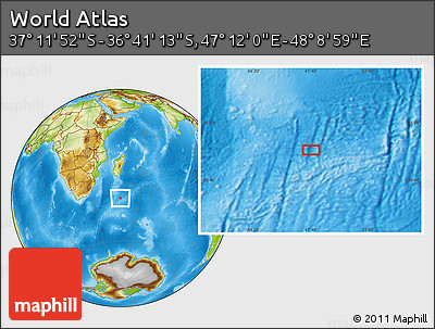 Physical Location Map of the Area around 36° 56' 32" S, 47° 40' 29" E