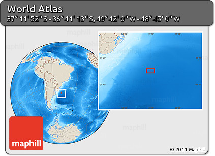 Shaded Relief Location Map of the Area around 36° 56' 32" S, 49° 13' 30" W