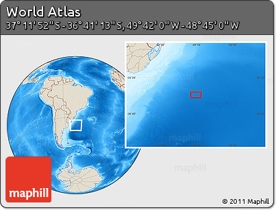 Shaded Relief Location Map of the Area around 36° 56' 32" S, 49° 13' 30" W