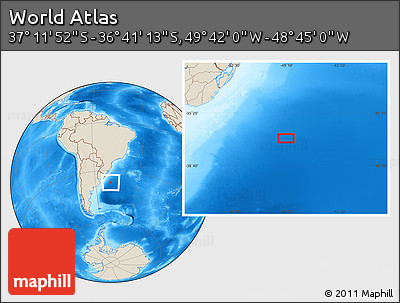 Shaded Relief Location Map of the Area around 36° 56' 32" S, 49° 13' 30" W