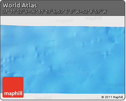 Physical 3D Map of the Area around 36° 56' 32" S, 52° 37' 30" W