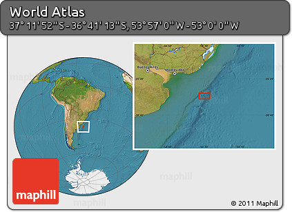 Satellite Location Map of the Area around 36° 56' 32" S, 53° 28' 30" W