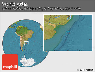 Satellite Location Map of the Area around 36° 56' 32" S, 53° 28' 30" W