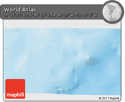 Physical 3D Map of the Area around 36° 56' 32" S, 54° 19' 30" W