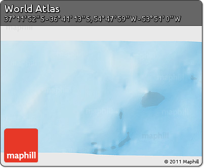 Physical 3D Map of the Area around 36° 56' 32" S, 54° 19' 30" W