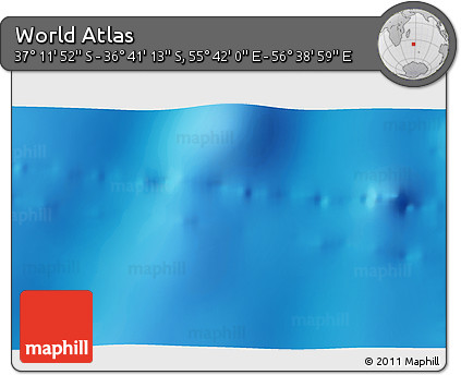 Physical 3D Map of the Area around 36° 56' 32" S, 56° 10' 29" E