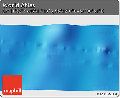 Physical 3D Map of the Area around 36° 56' 32" S, 56° 10' 29" E