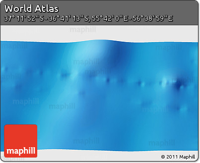 Shaded Relief 3D Map of the Area around 36° 56' 32" S, 56° 10' 29" E