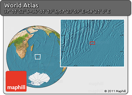 Satellite Location Map of the Area around 36° 56' 32" S, 57° 52' 30" E