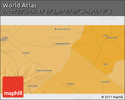 Political 3D Map of the Area around 36° 56' 32" S, 59° 25' 29" W