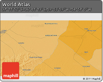 Political 3D Map of the Area around 36° 56' 32" S, 59° 25' 29" W