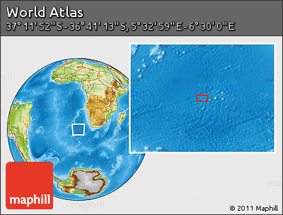 Physical Location Map of the Area around 36° 56' 32" S, 6° 1' 30" E
