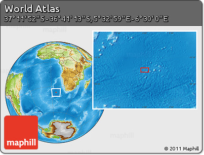 Physical Location Map of the Area around 36° 56' 32" S, 6° 1' 30" E