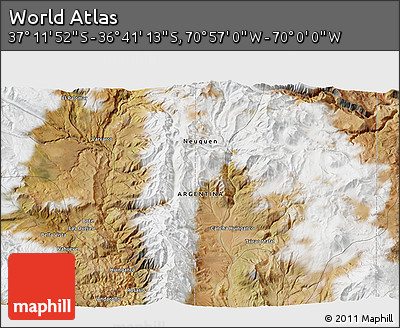 Satellite 3D Map of the Area around 36° 56' 32" S, 70° 28' 29" W