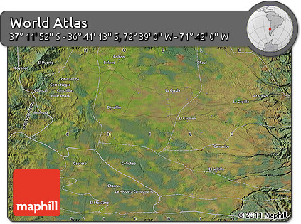 Satellite Map of the Area around 36° 56' 32" S, 72° 10' 30" W