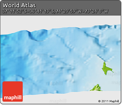 Physical 3D Map of the Area around 36° 56' 32" S, 73° 52' 30" W