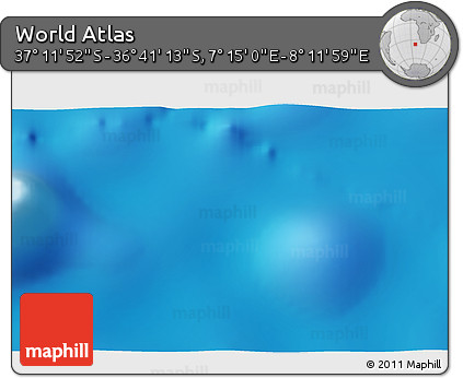Physical 3D Map of the Area around 36° 56' 32" S, 7° 43' 29" E