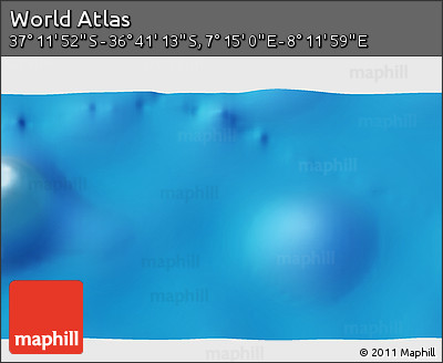 Physical 3D Map of the Area around 36° 56' 32" S, 7° 43' 29" E