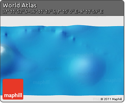 Physical 3D Map of the Area around 36° 56' 32" S, 7° 43' 29" E