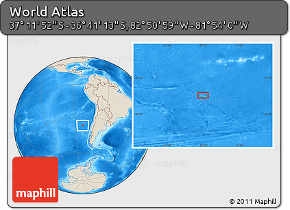 Shaded Relief Location Map of the Area around 36° 56' 32" S, 82° 22' 30" W