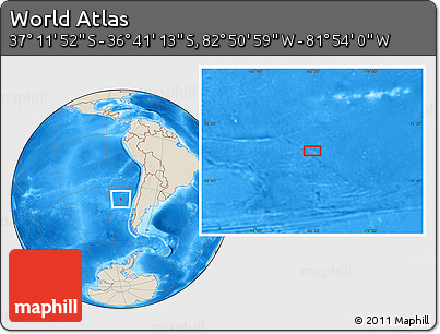 Shaded Relief Location Map of the Area around 36° 56' 32" S, 82° 22' 30" W