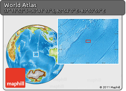 Physical Location Map of the Area around 36° 56' 32" S, 83° 22' 30" E
