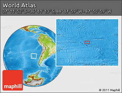 Physical Location Map of the Area around 36° 56' 32" S, 88° 19' 29" W