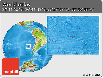 Physical Location Map of the Area around 36° 56' 32" S, 88° 19' 29" W