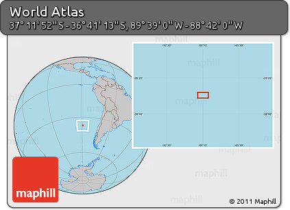 Gray Location Map of the Area around 36° 56' 32" S, 89° 10' 30" W