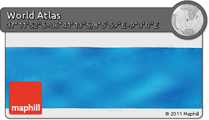 Physical Panoramic Map of the Area around 36° 56' 32" S, 8° 34' 29" E