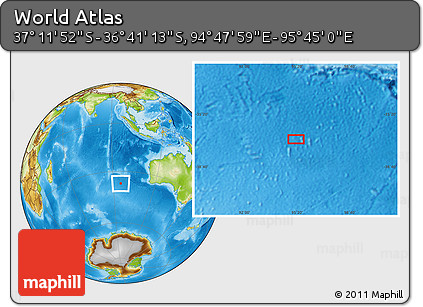 Physical Location Map of the Area around 36° 56' 32" S, 95° 16' 30" E