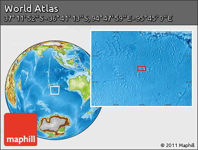 Physical Location Map of the Area around 36° 56' 32" S, 95° 16' 30" E