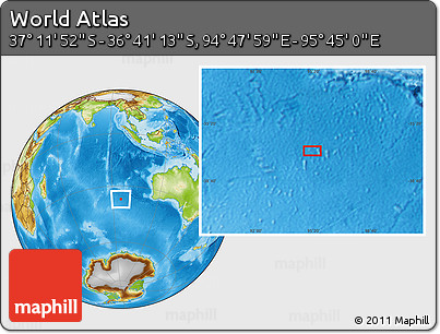 Physical Location Map of the Area around 36° 56' 32" S, 95° 16' 30" E