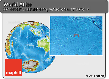 Physical Location Map of the Area around 36° 56' 32" S, 96° 58' 29" E