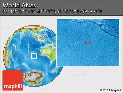 Physical Location Map of the Area around 36° 56' 32" S, 98° 40' 30" E