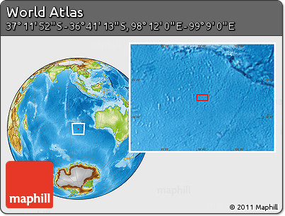 Physical Location Map of the Area around 36° 56' 32" S, 98° 40' 30" E