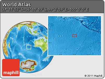 Physical Location Map of the Area around 36° 56' 32" S, 99° 31' 30" E