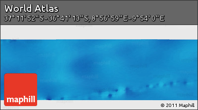 Physical Panoramic Map of the Area around 36° 56' 32" S, 9° 25' 30" E