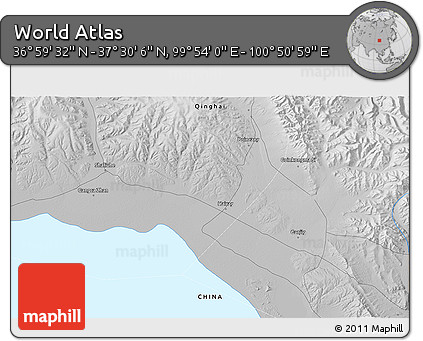 Physical 3D Map of the Area around 37° 14' 49" N, 100° 22' 30" E
