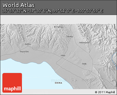 Physical 3D Map of the Area around 37° 14' 49" N, 100° 22' 30" E