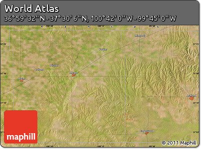 Satellite Map of the Area around 37° 14' 49" N, 100° 13' 29" W