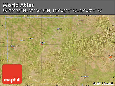 Satellite Map of the Area around 37° 14' 49" N, 100° 13' 29" W