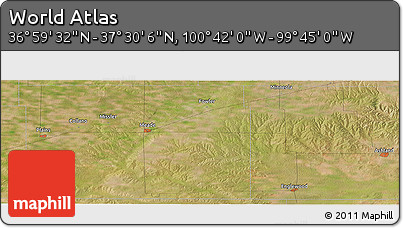 Satellite Panoramic Map of the Area around 37° 14' 49" N, 100° 13' 29" W